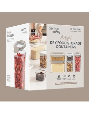 Bentgo Pantry 10-Piece Airtight Food Storage Containers W/Lids Clear, Stackable